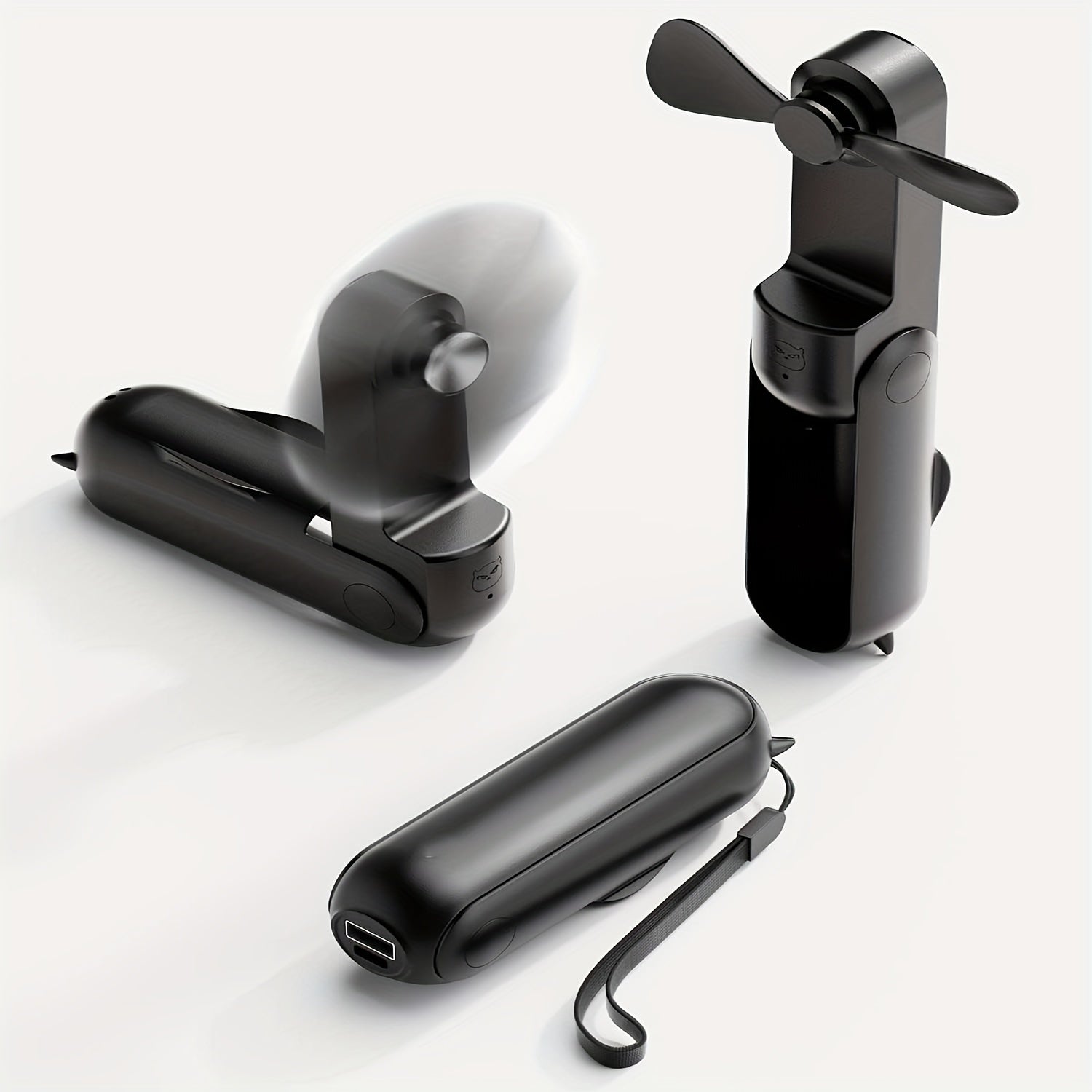 Mini Handheld Fan Foldable USB Rechargeable Portable Personal Cooling Pink Silicone Blades