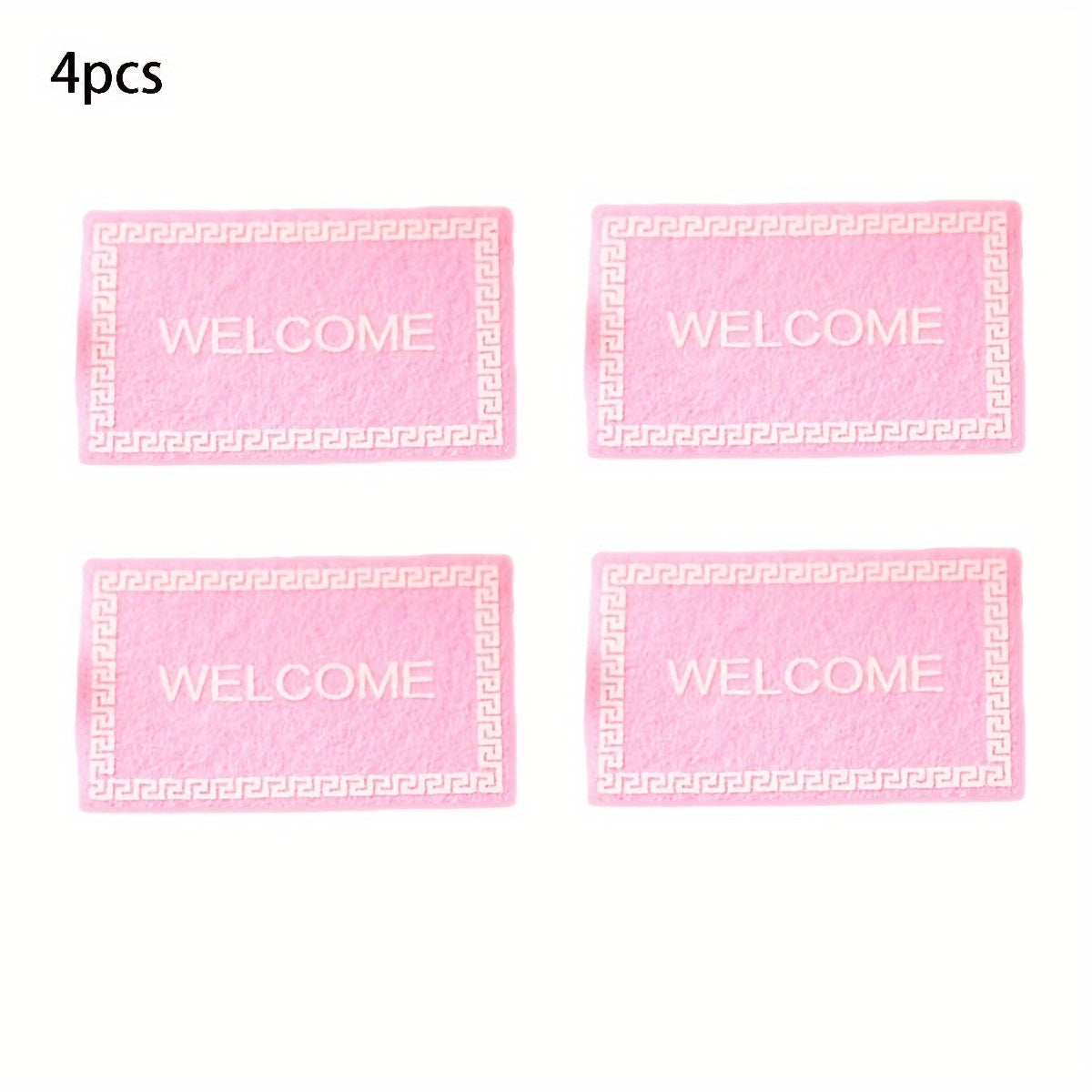 Set of 4 Mini Welcome Doormats for Dollhouse Decoration Micro Model Landscaping