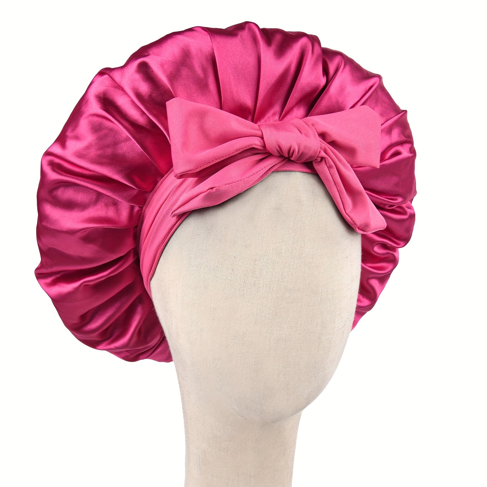 Silk Sleep Cap Satin Bonnet Adjustable Headwear with Tie Band for Women Men