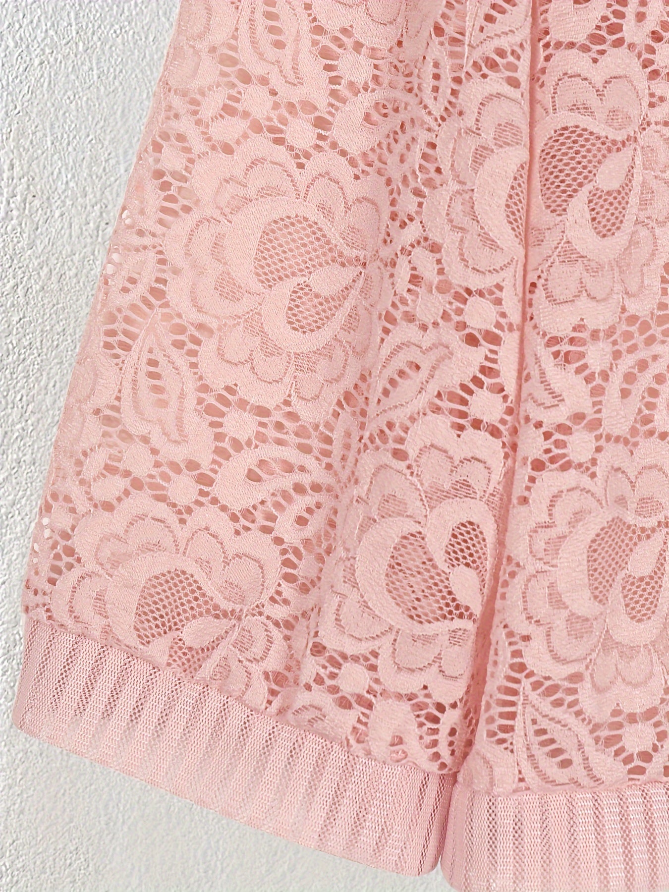 Plus Size Floral Lace Open Front Top Women's Long Sleeve Casual Spring Summer