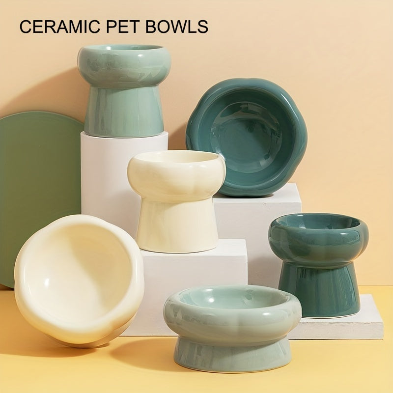 Ceramic Elevated Pet Bowl for Cats and Dogs Hydration Feeding