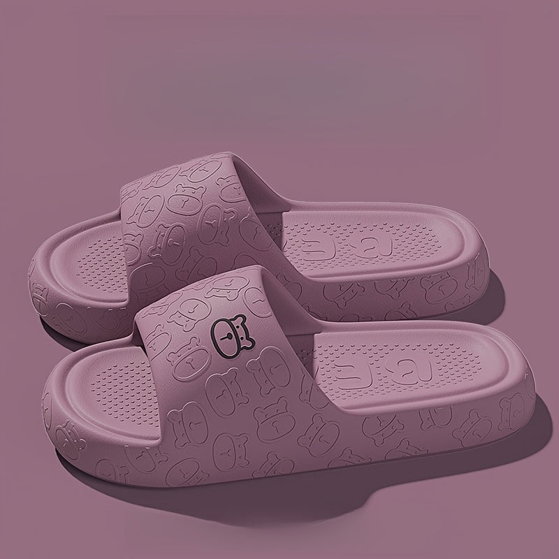 Women's Summer Bear Print Indoor Soft Sole Slippers Home Casual Slides