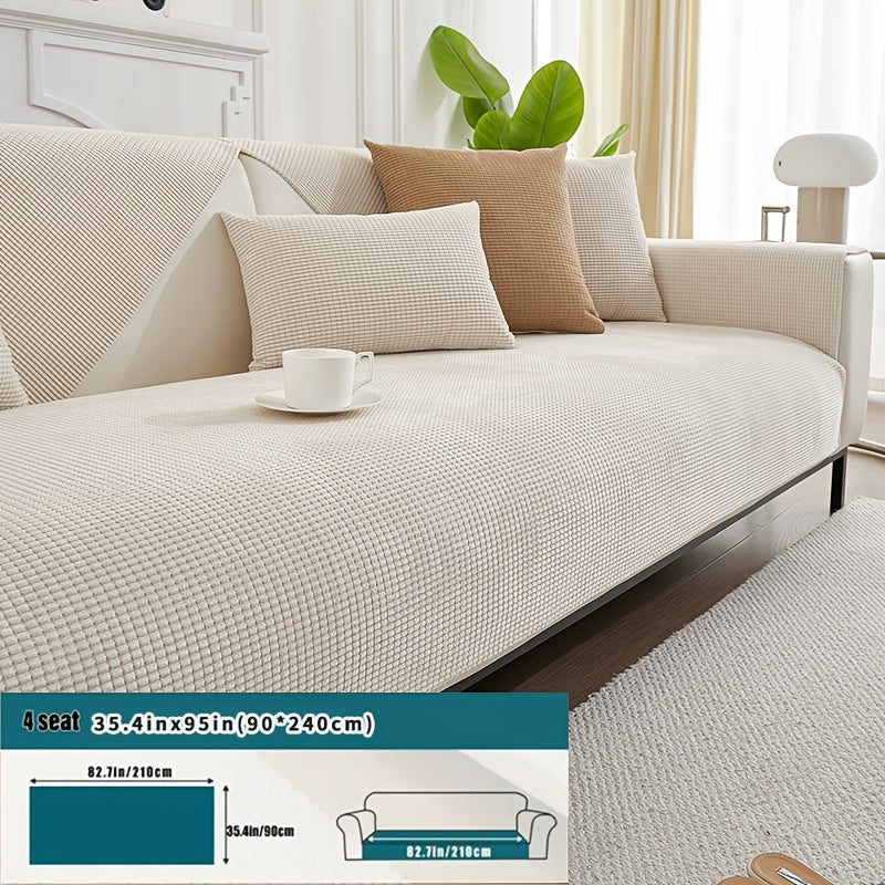 Water-Resistant Velvet Sofa Cover for 1-4 Seat L-Shaped Sofas Pet-Friendly Non-Slip Machine Washable Gray Textured Fabric