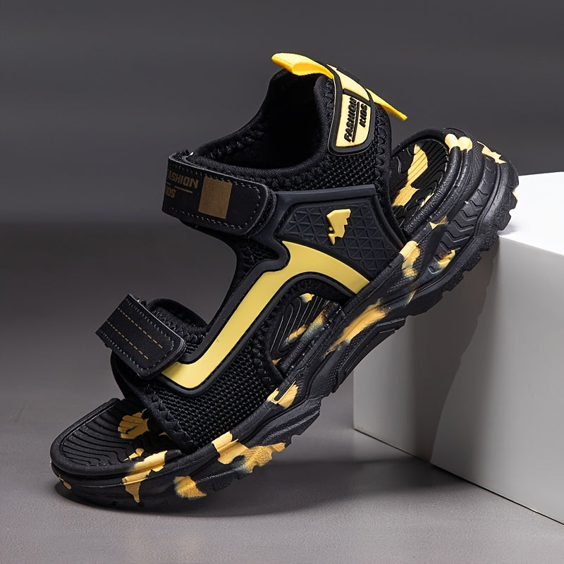 Kids' Open-Toe Camouflage Sandals with Hook and Loop Fastener for Boys Summer Outdoor Activities