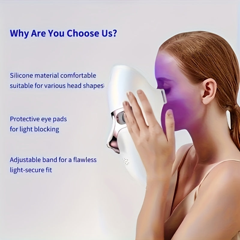 Dispositivo de mascarilla facial con carga USB, batería grande, 7 colores para hombres y mujeres