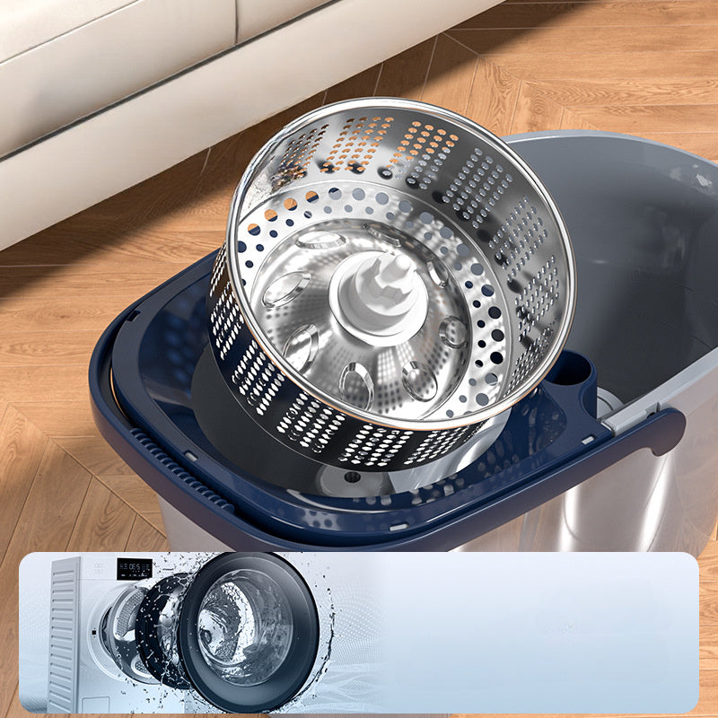 Juego de mopa de giro y cubo con función de exprimido y deshidratación para limpieza de suelos