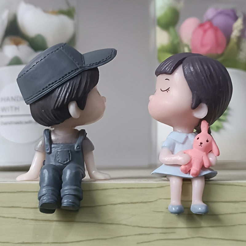 Multfilm juftligi avtomobil ichki bezak figurinalari, plastik sovgʻa, oʻgʻil va qizlar uchun