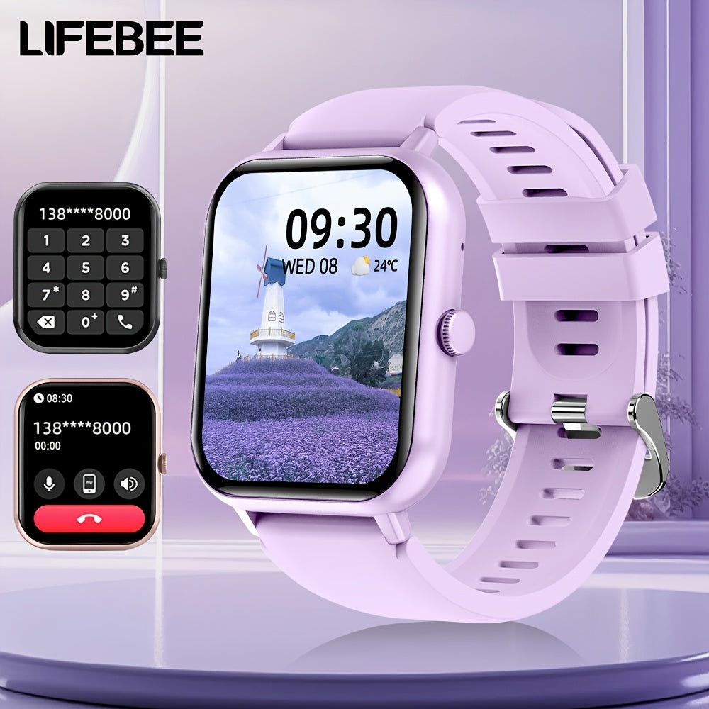 Smartwatch Full Screen Call Function 100+ Exercise Modes Pedometer Calorie Tracker Rechargeable Black Pink