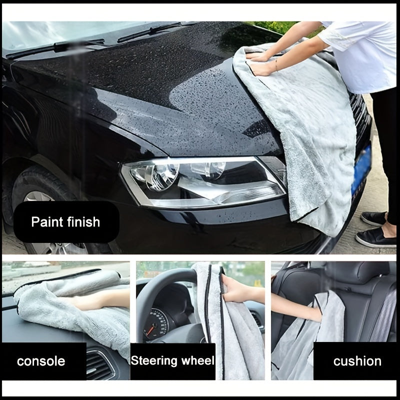 Microfiber Car Wash Towel Quick-Dry Absorbent Lint-Free Light Gray 60x40cm