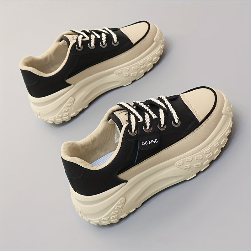 Women's Thick-Soled Comfortable White Casual Sneakers