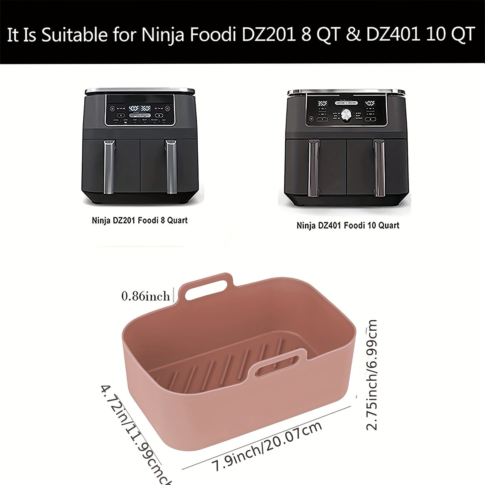 Set of 2 Silicone Air Fryer Liners for 8QT and 6QT Non-Stick Reusable Pot Insert