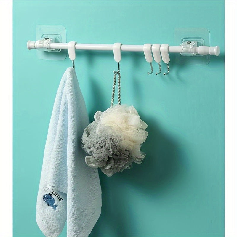 Adjustable Steel Curtain Rod for Shower Window Closet Towel Rack Extendable No-Drill Installation