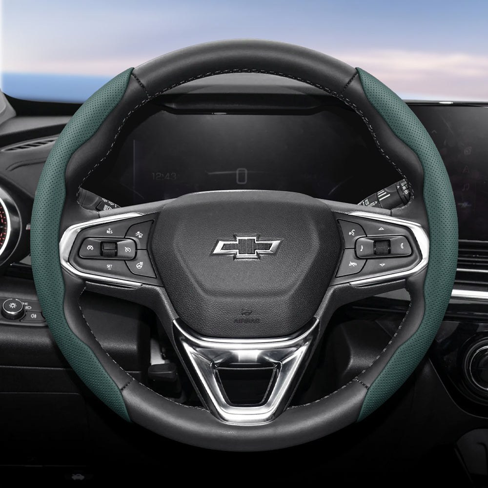 Universal Ventilated PU Leather Steering Wheel Cover, Quick-Release, Anti-Slip