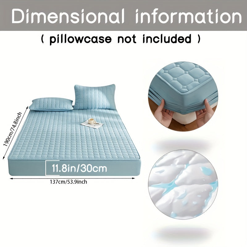 Solid Color Quilted Fitted Sheet Waterproof Thickened Breathable Fabric Fits Mattresses 5-27cm