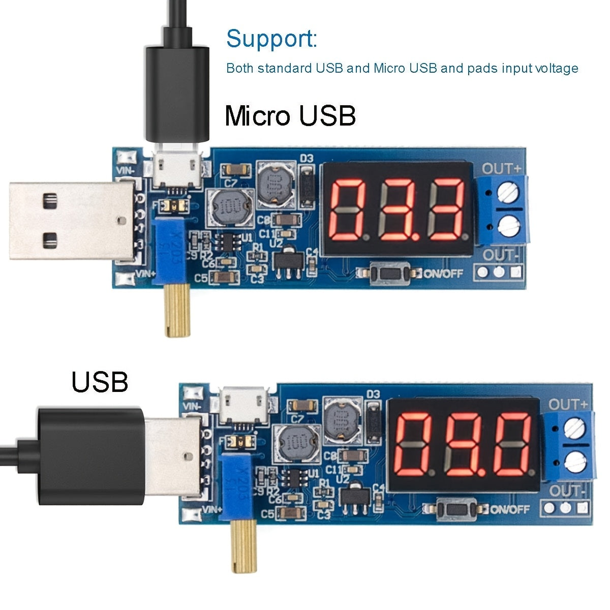 5-to'plam USB Buck Boost Converter 3.5V-12V dan 1V-24V gacha sozlanadigan quvvat manbai