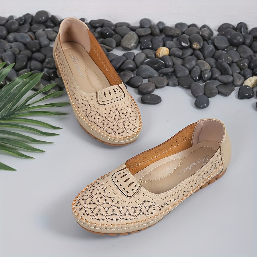 Women's Slip-On Loafers Breathable White Flats Comfortable Soft Sole