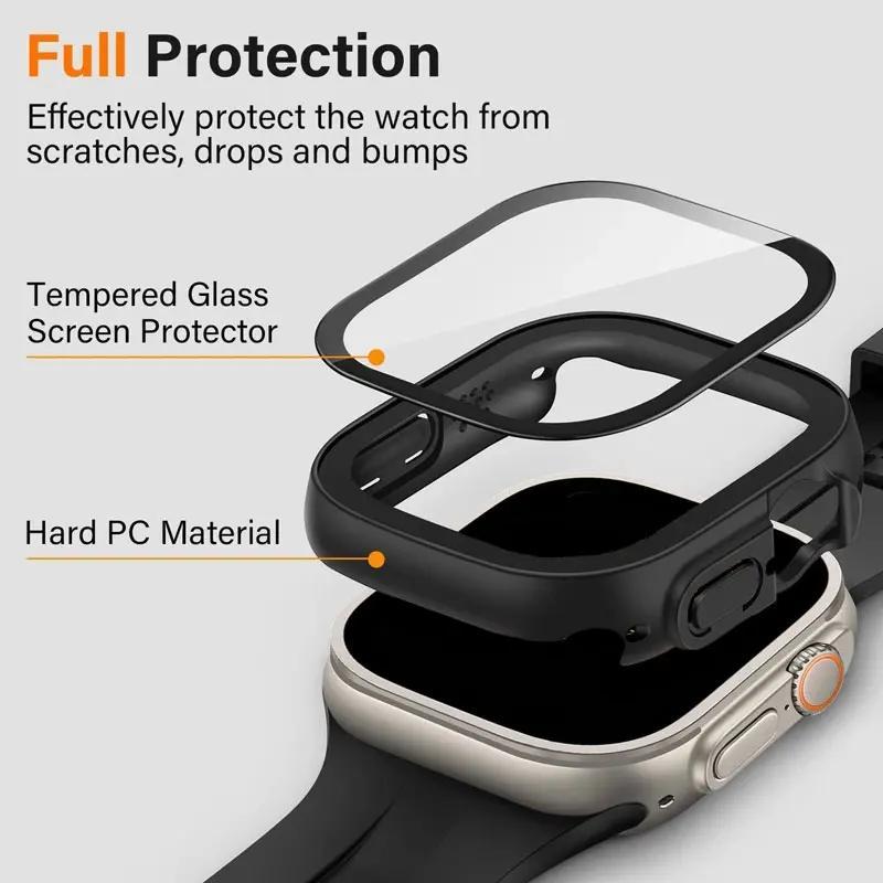 Smartwatch Case for iWatch Ultra 2 49mm Shockproof Durable PC with Tempered Glass Screen Protector