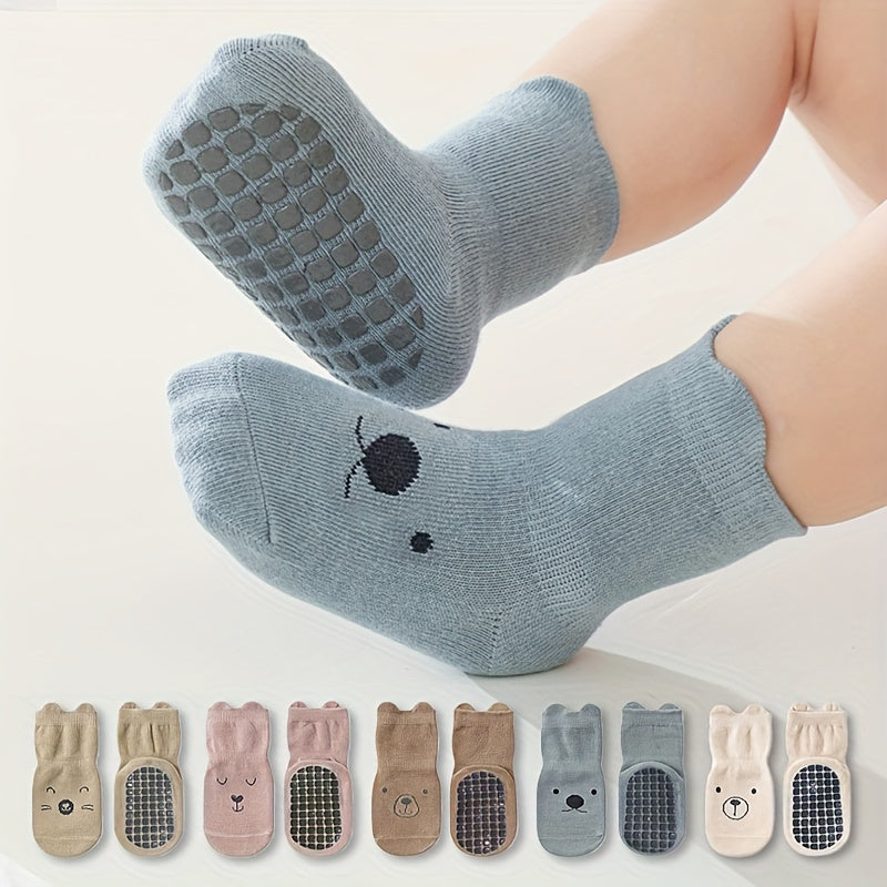 Children's Toddler Anti-Slip Socks 5 Pairs Cotton Knit All-Season