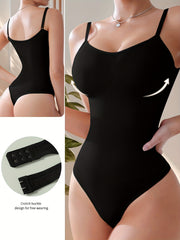 Women's Breathable Stretch Bodysuit with High-Waisted Cinched Waist and Zipper