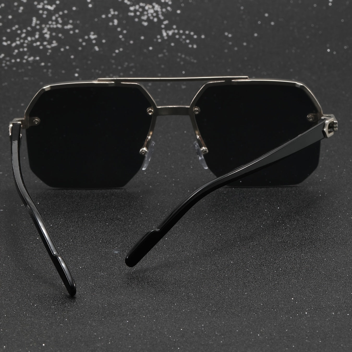 Men's Pilot Glasses Metal Frame Half-Rim Flat Top Business Casual Polycarbonate Lenses