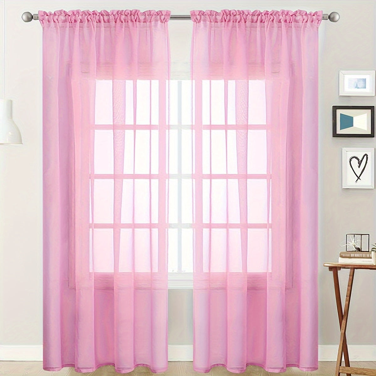 Sheer Curtain Panel Classic Rod Pocket Polyester Yarn-Dyed Lightweight