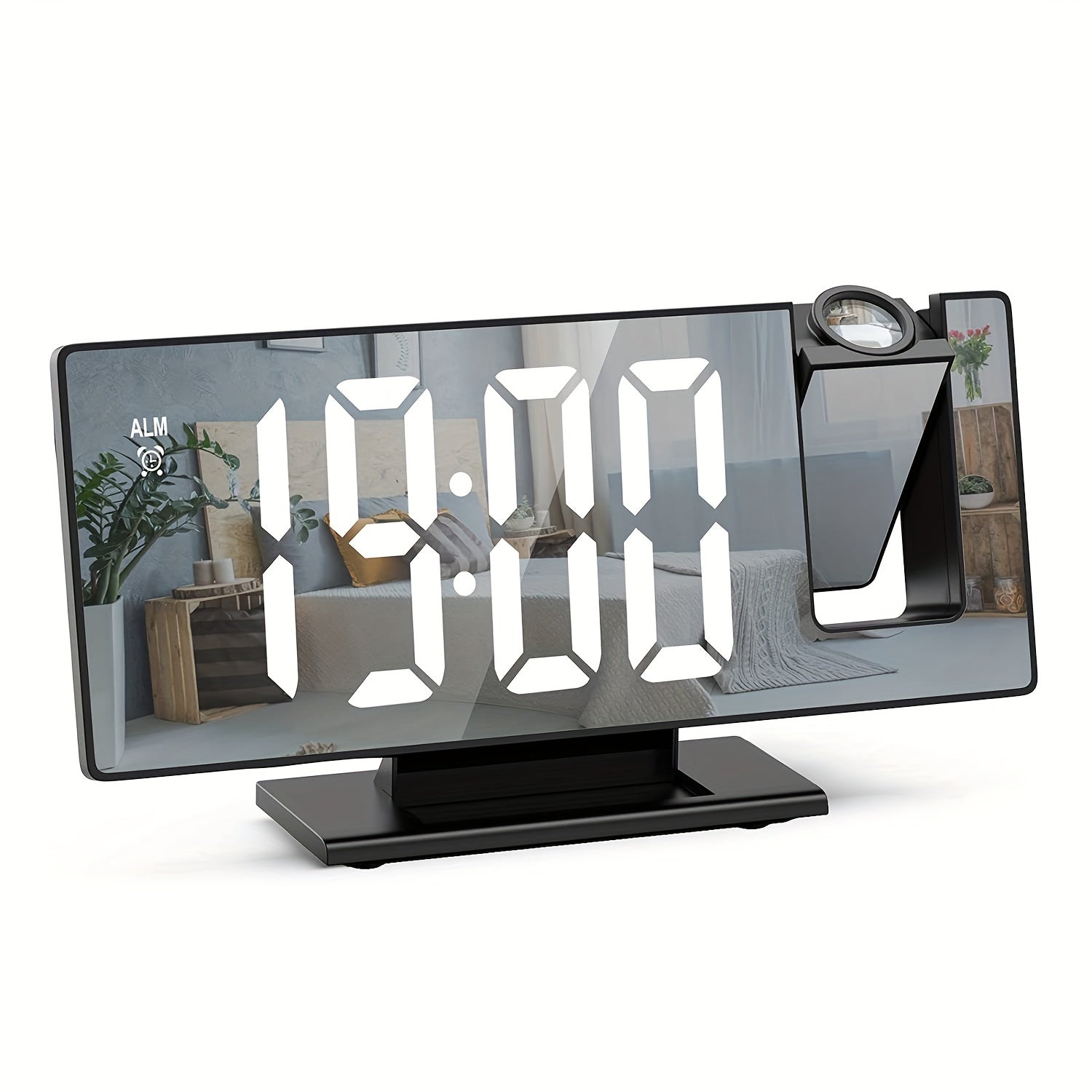 Black Projection Clock with USB Power and Large Display for Home Decor