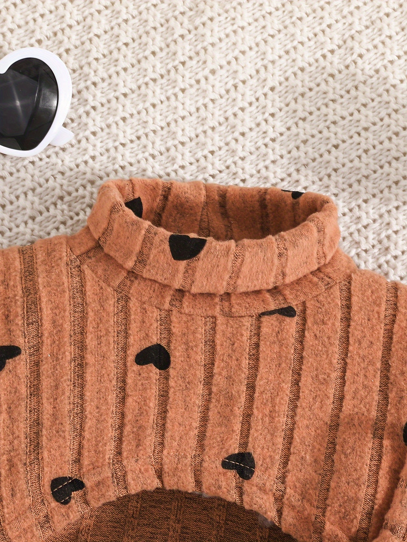 Baby Girl Outfit Set Rib Knit Dress with Geometric Pattern Long Sleeve Top and Slim Fit Camisole Dress for Spring Fall