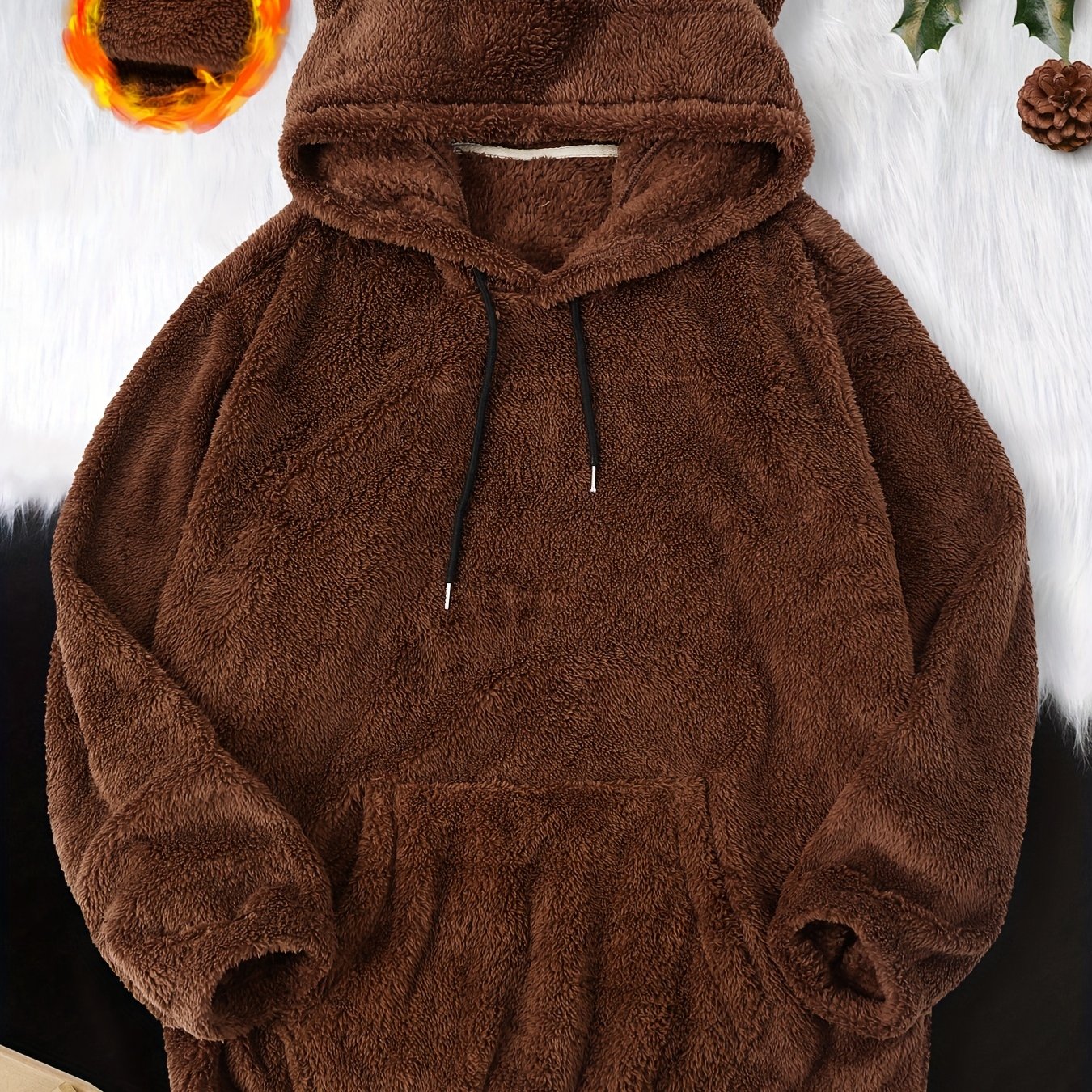 Erkaklar uchun Katta O'lchamdagi Qaytalanadigan Fleece Xuddi - Norasmiy, Uzoq Yengli, Kengashli Cho'ntak bilan, Mashinada Yuvish Mumkin - Kuz va Qish uchun Mukammal, Ikkita Tomonlama, Norasmiy, KATTA O'LCHAM