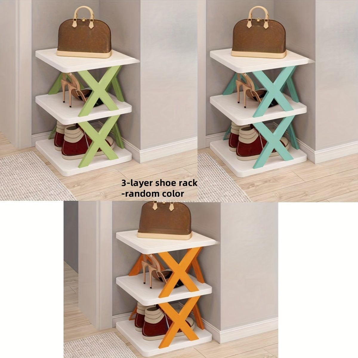 Portable Plastic Shoe Rack Organizer Space-Saving Mini Shoe Shelf for Home Office