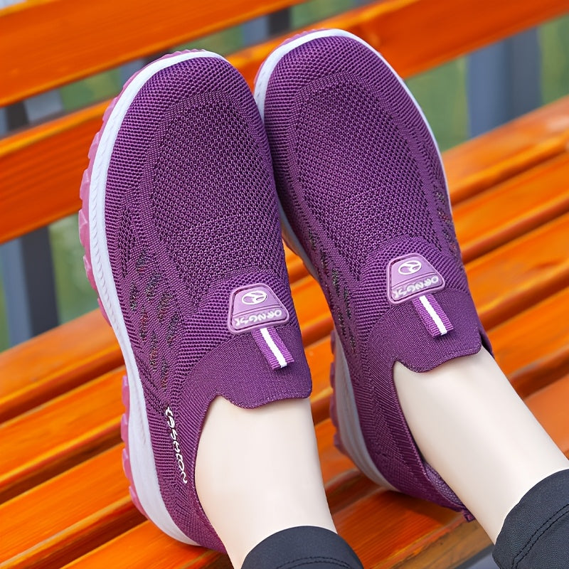 Women's Knit Casual Sneakers Breathable Mesh Slip-On Walking Shoes