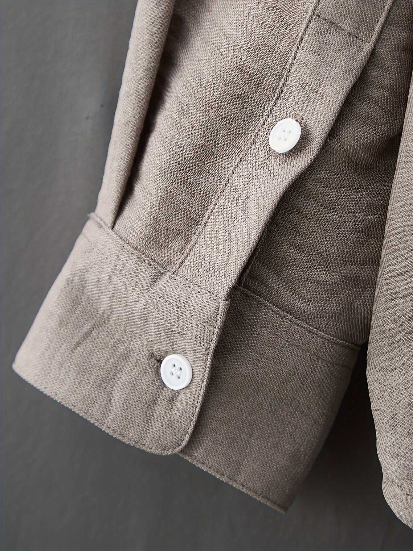 Men's Casual Button-Up Shirt Polyester Solid Mandarin Collar Spring Summer Fall