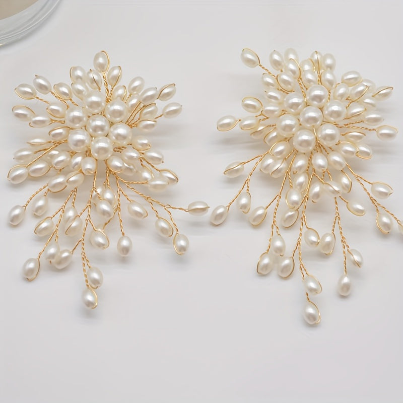 Sterling Silver Tassel Drop Earrings with Imitation Pearl for Women