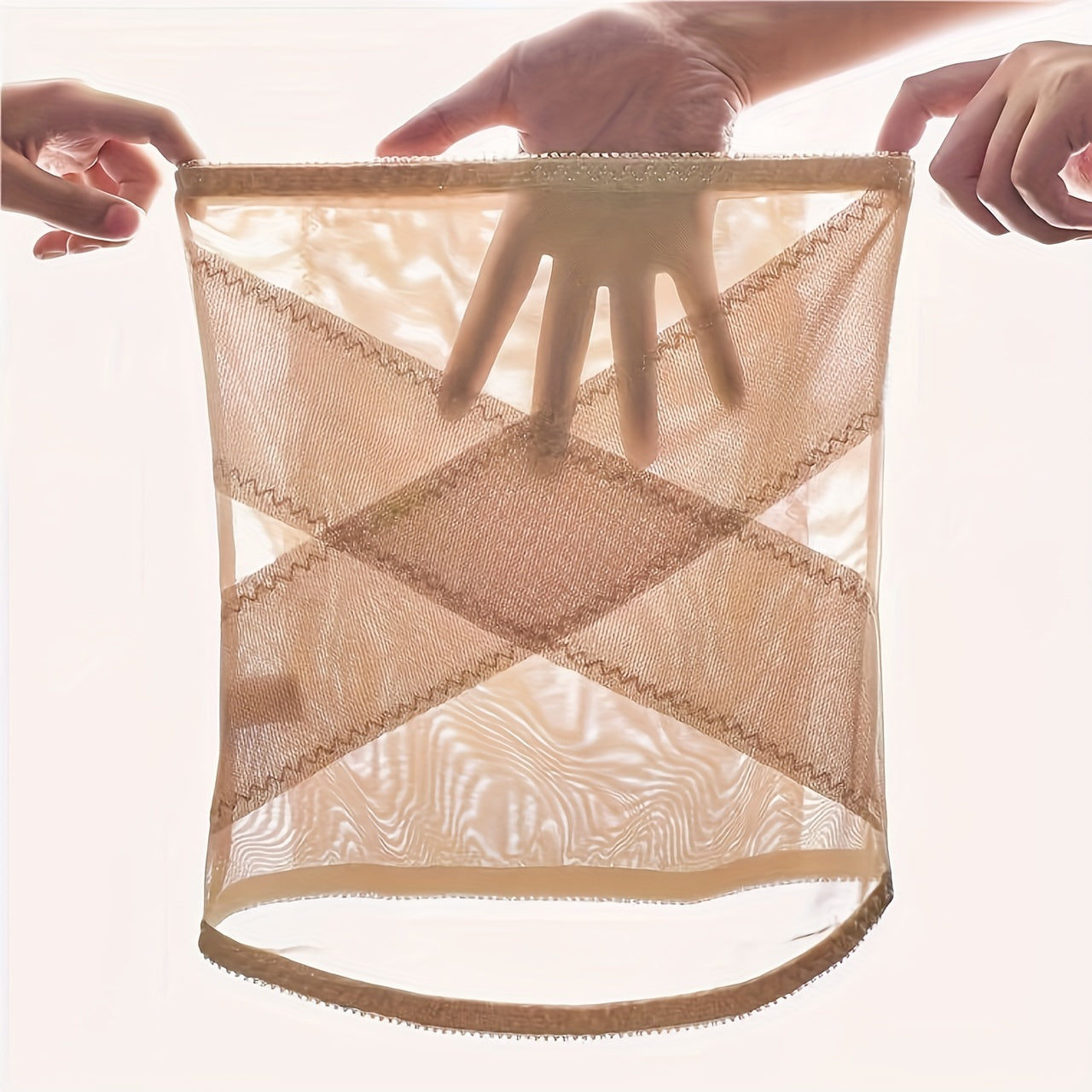 Light Beige Cross-Strap Waist Trainer for Postpartum Recovery Body Shaping