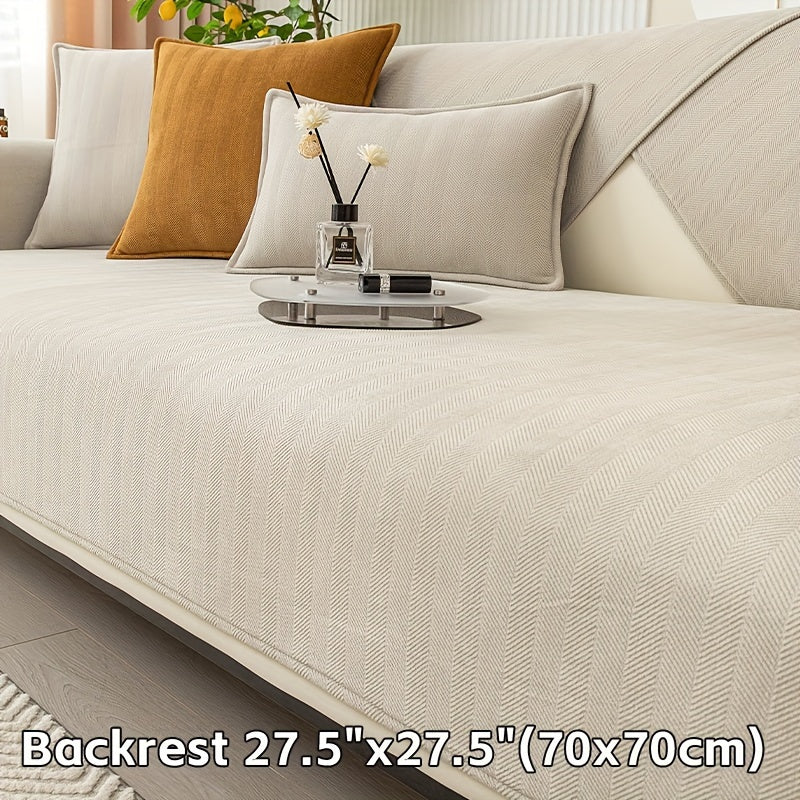 Зеленая накидка на диван из шенилла с узором «елочка», противоскользящая, подходит для домашних животных, подходит для 1-4 человек, моется в машине