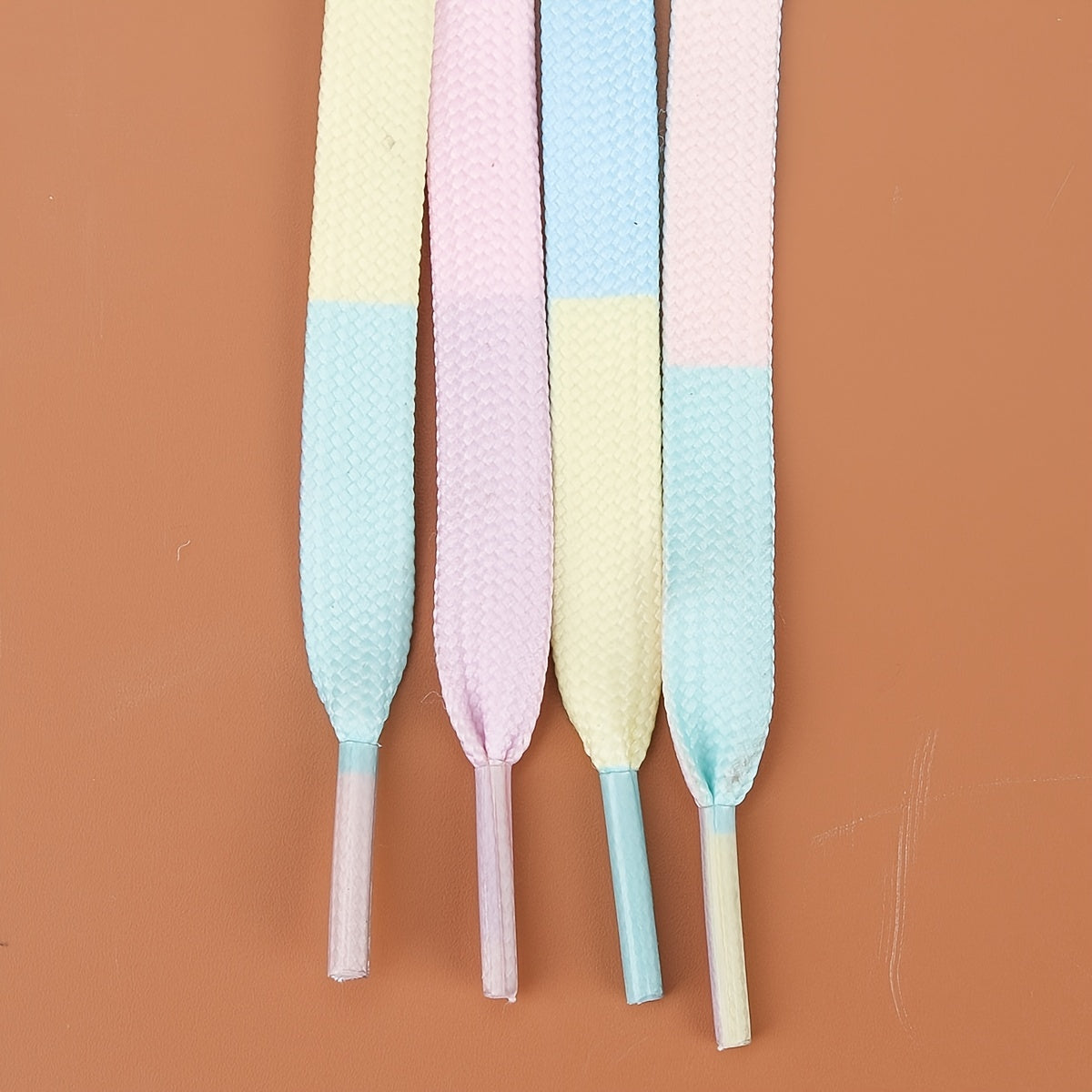 Unisex Cotton Tie-Dye Shoelaces Flat Colorful Stitching 0.69cm Wide