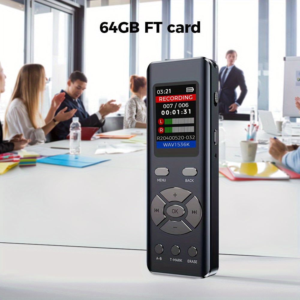 72GB Digital Voice Recorder with Dual Microphones HD Recording Noise Reduction