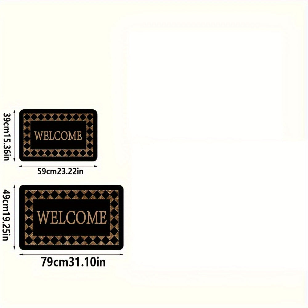 Plaid Monogram Doormat Slip-Resistant Entryway Rug for Foyer Laundry Room