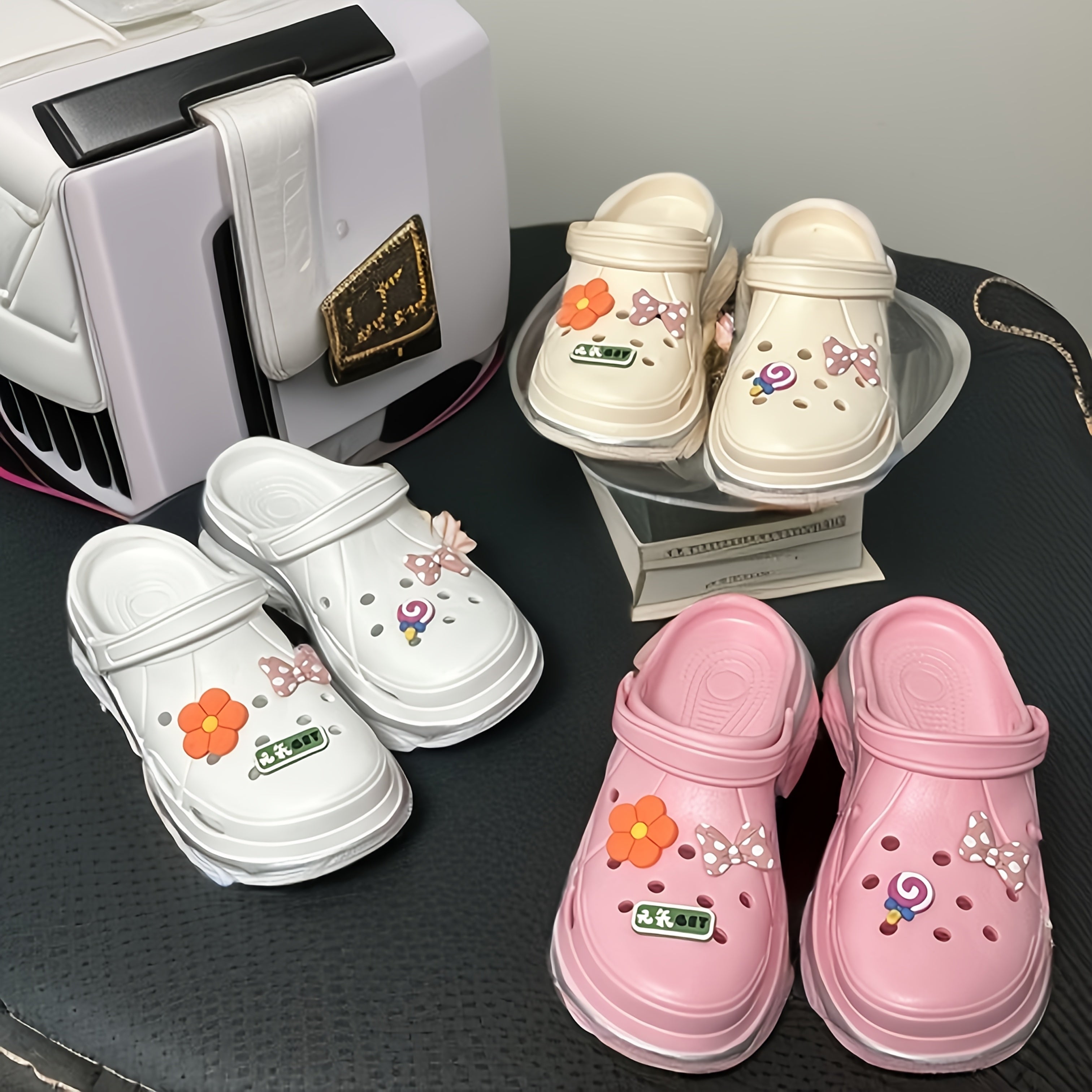 Women Breathable EVA Platform Shoes with Bow and Butterfly Accents