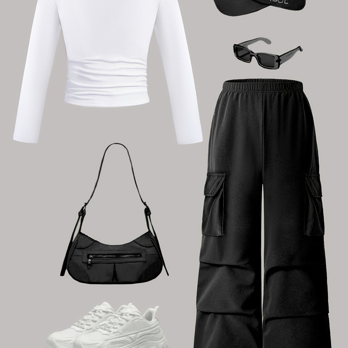 Conjunto de dos piezas de otoño para niños, camiseta de manga larga y pantalones de pierna ancha, poliéster sólido