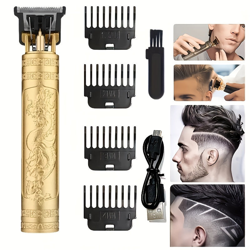Cordless T-Shaped Electric Hair Clipper for Men with USB Rechargeable Lithium Battery