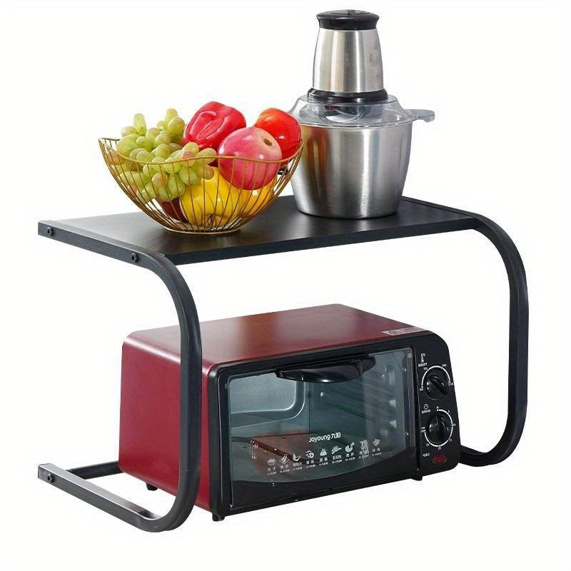 Estante organizador de cocina multiusos con soporte para microondas y almacenamiento de especias en negro, gris y blanco