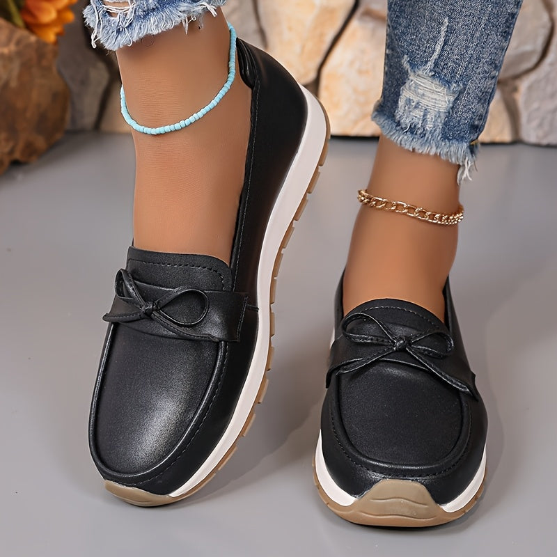 Women's Bowknot Loafers Slip-On Flats Non-Slip Casual Shoes in Multiple Colors