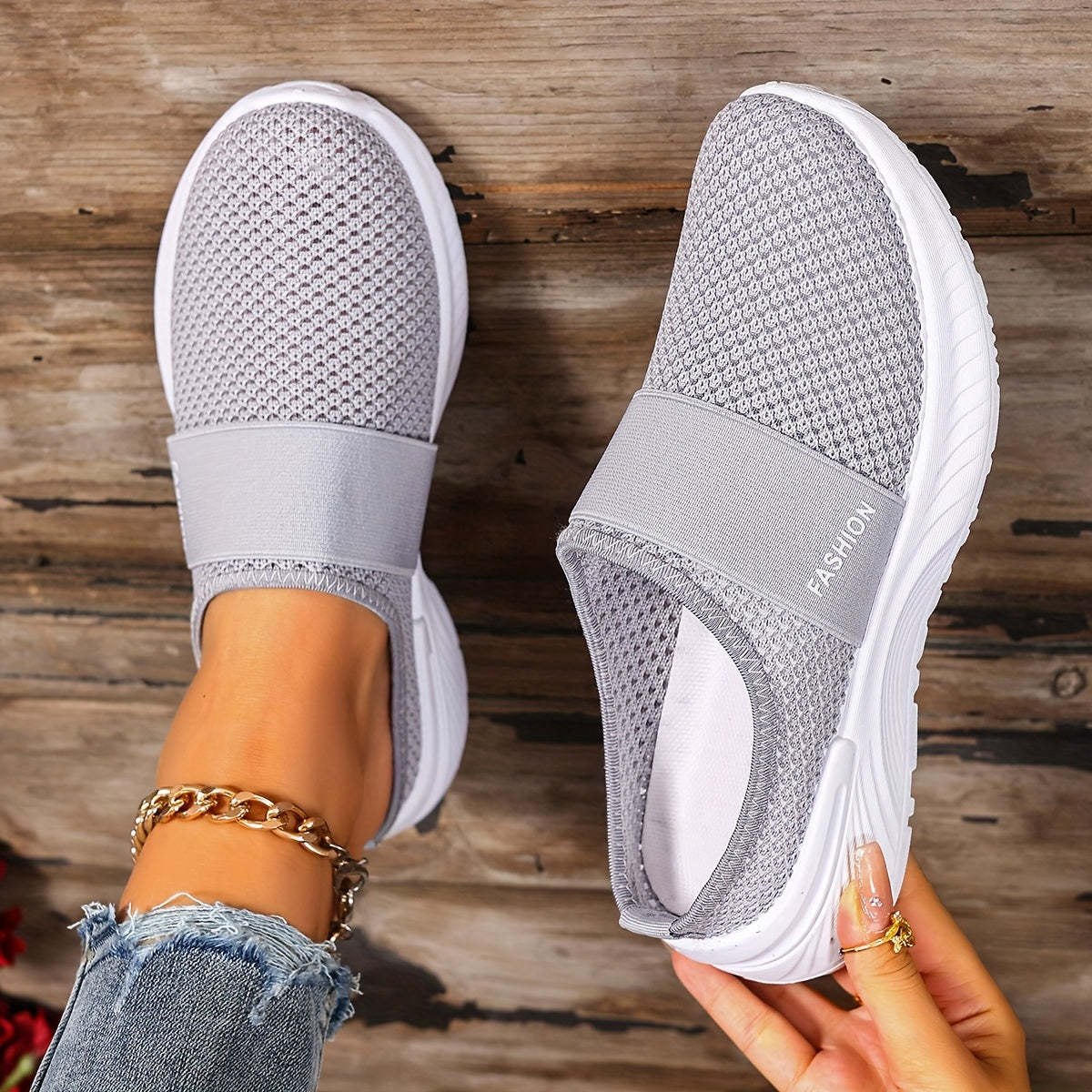 Women's White Black Breathable Mesh Sneakers for Summer Casual Walking