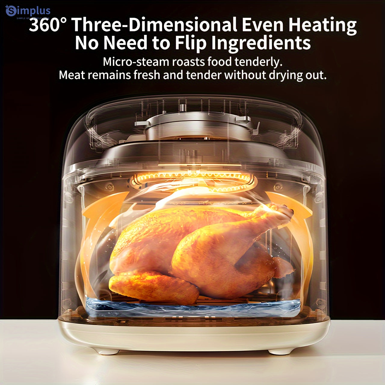 Freidora de aire de 6L con pantalla táctil LCD, 10 menús preestablecidos, diseño compacto para 5-8 personas