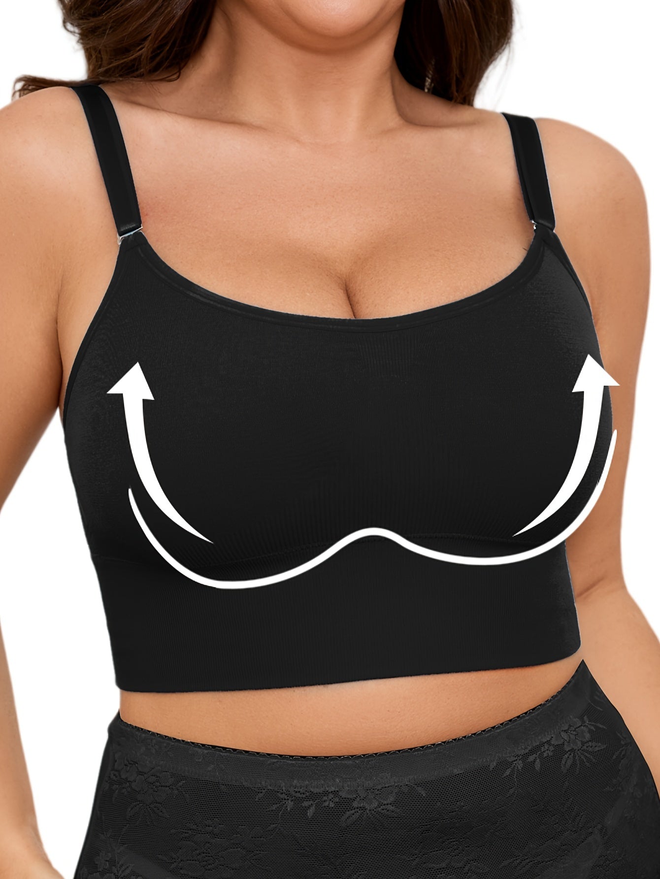 Women's Plus Size Seamless Wireless Sports Bra with Adjustable Straps