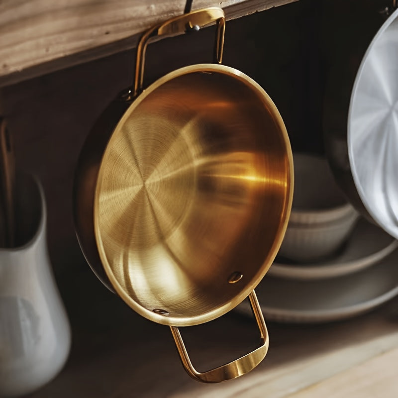 Sartén de acero inoxidable con asa para fideos y sopas, utensilio de cocina seguro para alimentos