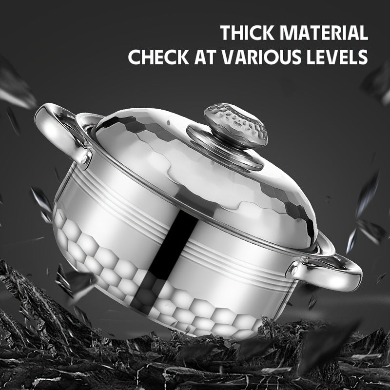 Juego de utensilios de cocina de acero inoxidable de 8 piezas con tapas, olla de sopa de doble asa, esenciales para la cocina