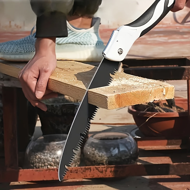 Sierra de mano plegable de acero aleado con empuñadura antideslizante para jardinería, camping y uso doméstico