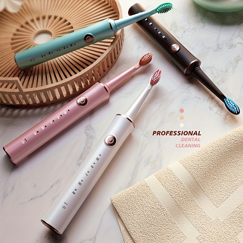 Electric Toothbrush Set with 4 Soft Brush Heads, 5 Modes, Long Battery