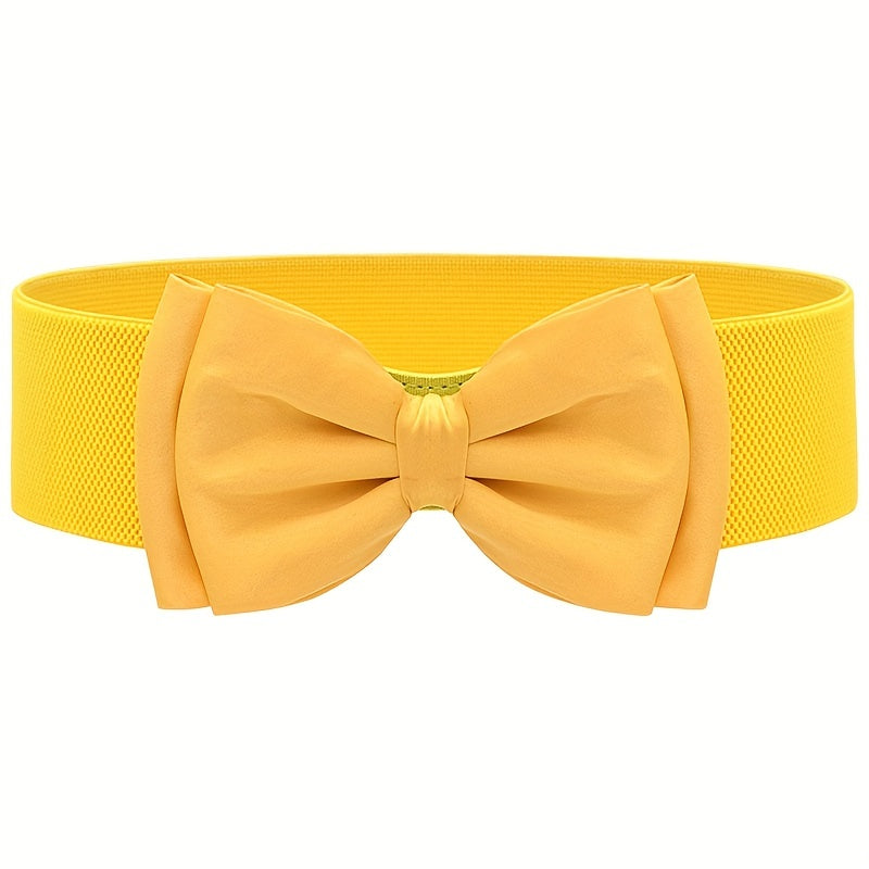 Women's Dress Coat Girdle with Candy-Colored Bowknot Wide Belt and Elastic Waistband